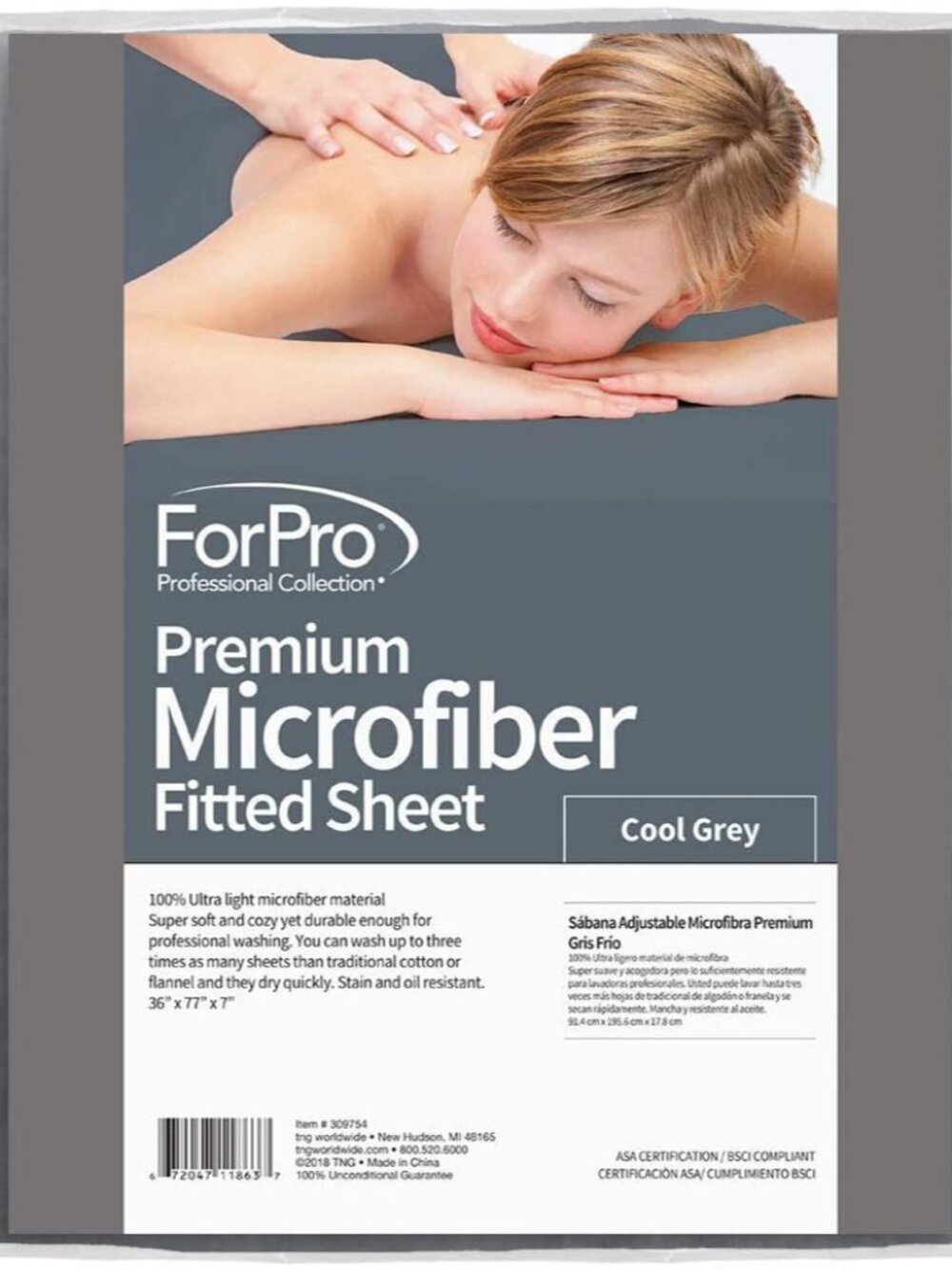 Premium Microfiber Massage Fitted Sheet, 77"L x 36"W x 7"H, CoolGrey